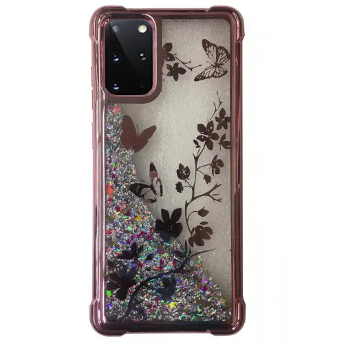 Samsung Galaxy S20 Plus Waterfall Protective Case Rose Gold Butterfly